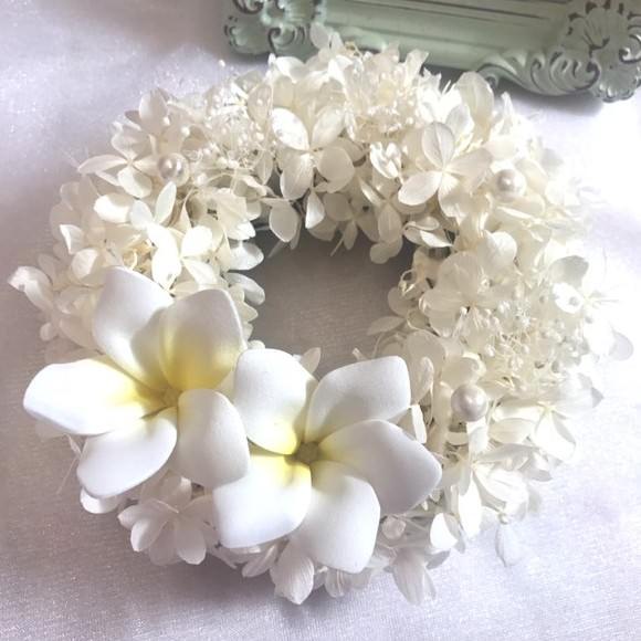 花＊花 プルメリア＊夏のリース＊リングピロー